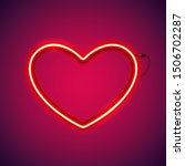 red romantic neon heart makes... | Shutterstock .eps vector #1506702287