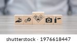 Wooden blocks with symbol of...