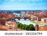 Arno river and Ponte Vecchio panorama of Florence