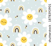 seamless pattern with daisy... | Shutterstock .eps vector #1878393901