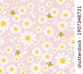 seamless pattern with daisy... | Shutterstock .eps vector #1907348731