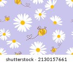 seamless pattern with daisy... | Shutterstock .eps vector #2130157661