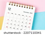 December 2022 Monthly desk calendar for 2022 year on beautiful background.