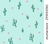 seamless cactus pattern in... | Shutterstock .eps vector #295053581