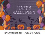 vector halloween banner. hand... | Shutterstock .eps vector #731947201