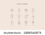 Planet Symbol Icons In Minimal...