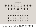 set of moon phase and stars... | Shutterstock .eps vector #1889262724
