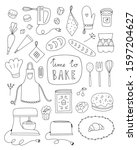 baking vector illustrations on... | Shutterstock .eps vector #1597204627