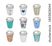 cute coffee cups collection.... | Shutterstock .eps vector #1835828344