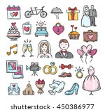 wedding hand sketch icons. cute ... | Shutterstock .eps vector #450386977