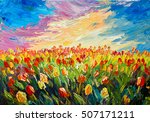 Oil Painting  Tulips On A...