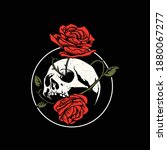 skull with rose flower vintage... | Shutterstock .eps vector #1880067277