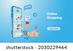 online shopping store on... | Shutterstock .eps vector #2030229464