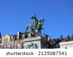 Guillaume II Orange-Nassau, king of Netherlands, Grand Duke of Luxembourg. Green bronze equestrian statue, in Knuedler, Luxembourg