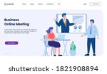 business online meeting landing ... | Shutterstock .eps vector #1821908894
