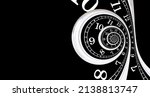 Small photo of Abstract black and white background made of a twisted watch face. Creative time vortex concept.