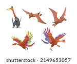 A Set Of Vector Dinosaurs With...