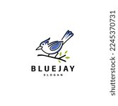 Blue Jay Bird Vector Icon...