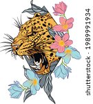 leopard jaguar tattoo with... | Shutterstock .eps vector #1989991934