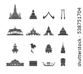Landmark Of Thailand Icons Set...