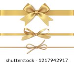 set of decorative golden bows... | Shutterstock .eps vector #1217942917