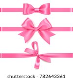 set of decorative pink bow with ... | Shutterstock .eps vector #782643361