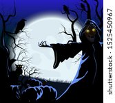 halloween background with... | Shutterstock .eps vector #1525450967