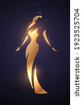 golden woman silhouette with... | Shutterstock .eps vector #1923525704