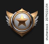 gold and silver badge with star ... | Shutterstock .eps vector #2079222154