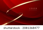 abstract red and gold ribbons... | Shutterstock .eps vector #2081368477