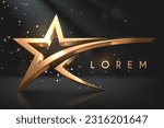 golden star shape template with ...