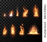 realistic fire flames set | Shutterstock .eps vector #383133061