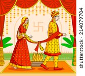 bride and groom in indian hindu ... | Shutterstock .eps vector #214079704