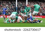 Small photo of 11 February 2023 - Irish players celebrate Hugo Keenan's try during the Guinness Six Nations Rugby Championship match between Ireland and France at the Aviva Stadium in Dublin