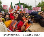 Small photo of Sangli/Maharashtra/India-10/12/2020; Protest for Women protection, safety and justice against rape, murder, dishonour,killing. Protest by Bharatiya janata party, mahila morcha (Women's front).