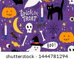 halloween cute illustration  ... | Shutterstock . vector #1444781294