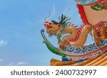 Small photo of Dragon statue, dragon symbol, dragon Chinese, is a beautiful Thai and Chinese architecture of shrine, temple. A symbol of good luck and prosperity during the Chinese New Year celebrations.