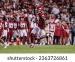 Small photo of Sept 16, 2023:NCAA Football, BYU 38:31 Ark- Razorbacks WR Tyrone Broden (17) runs for yards after catch during the game at Razorback Stadium, Fayetteville, AR.