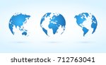 blue globes vector set planet... | Shutterstock .eps vector #712763041