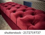 Focus On A Red Velour Footstool ...