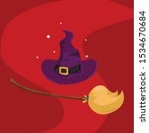 halloween hats and brooms with... | Shutterstock .eps vector #1534670684