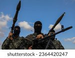 Small photo of Fighters from the Joint Operations Room of Gaza-based armed Palestinian factions, near Rafah crossing the border in the southern Gaza Strip with Egypt, on September 20, 2023.