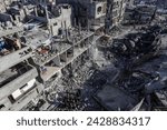 Small photo of Palestinians inspect the destruction of Al-Farouq Mosque and other nearby houses caused by the Israeli bombardment, in Gaza Strip, on February 22, 2024.