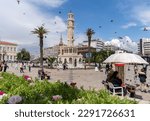 Small photo of Izmir, Turkey, April 2023: The touristic square with the Clock Tower in Konak district of Izmir. It is one of the most special squares that local and foreign tourists constantly visit.