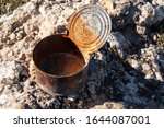 Open Old Rusty Tin Can Covered...