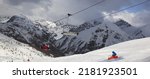Chair Lift  Snowy Ski Track...