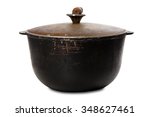 Old Black Dirty Pot Isolated On ...