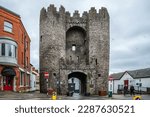Small photo of Drogheda, Ireland - 03.28.2023: St. Laurence Gate. A barbican which was built in the 13th century as part of the walled fortifications. The structure consists of two towers with 4 floors.