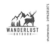creative deer and mountain logo ... | Shutterstock .eps vector #1496281871