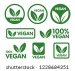 vegan icon set. bio  ecology ... | Shutterstock .eps vector #1228684351